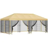 Syfax Gazebo avec murs latéraux 6 x 3 m Crème Polyester et Acier 190