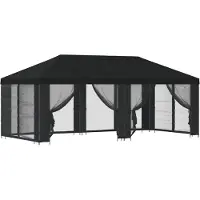 Syfax Gazebo avec murs latéraux 6 x 3 m Noir Polyester et Acier 190