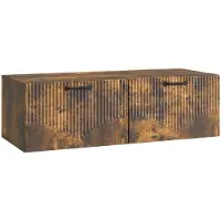 Syfax Meuble TV mural Chêne fumé 98 x 41 x 30 cm Bois d'ingénierie
