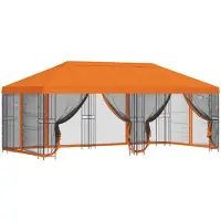 Syfax Gazebo avec murs latéraux 6 x 3 m Orange Polyester et Acier 190