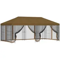 Syfax Gazebo avec murs latéraux 6 x 3 m Taupe Polyester et Acier 190