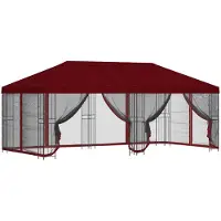 Syfax Gazebo avec murs latéraux 6 x 3 m Bordeaux Polyester et Acier