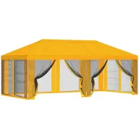 vidaXL Tente de jardin avec toit et parois latérales, jaune, 600,5 x 300,5 cm, polyester