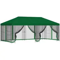 Syfax Gazebo avec murs latéraux 6 x 3 m Vert Polyester et Acier 190