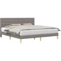Syfax Cadre de lit avec tête de lit Taupe 200 x 200 cm Tissu