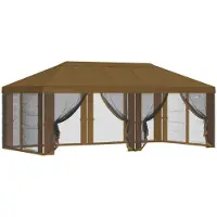 vidaXL Tente de jardin avec toit et parois latérales, taupe, 600,5 x 300,5 cm, polyester
