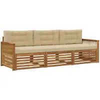 vidaXL Ensemble de canapés d'extérieur avec coussins 3 pièces Nature et Beige