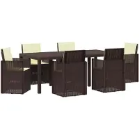 Syfax Ensemble de salle à manger pour jardin 7 pcs Marron et crème PP