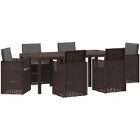 Syfax Ensemble de salle à manger pour jardin avec coussin 7 pcs PP