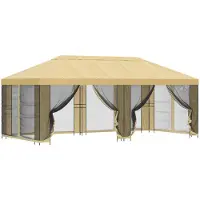 vidaXL , tonnelle de jardin avec parois latérales, 6 x 3 mètres, couleur crème