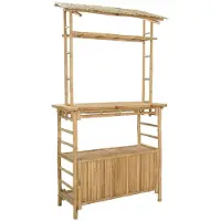 vidaXL Table de bar d'extérieur, couleur naturelle, 110 x 50 x 210 cm, en bambou