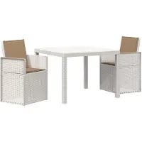vidaXL Ensemble de salon de jardin avec coussins, 3 pièces, blanc et taupe, polypropylène