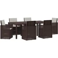 Syfax Ensemble de salle à manger pour jardin avec coussin 7 pcs PP