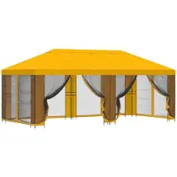 Syfax Gazebo avec murs latéraux 6 x 3 m Jaune Polyester et Acier 190
