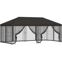 Syfax Gazebo avec murs latéraux 6 x 3 m Anthracite Polyester et Acier