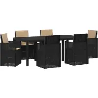 Syfax Ensemble de salle à manger pour jardin avec coussin 7 pcs PP