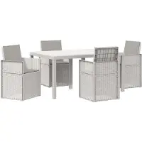 Syfax Ensemble de salle à manger pour jardin avec coussin 5 pcs PP
