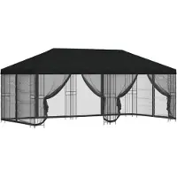 Syfax Gazebo avec murs latéraux 6 x 3 m Noir Polyester et Acier 190
