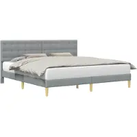 Syfax Cadre de lit avec tête de lit Gris clair 200 x 200 cm Tissu