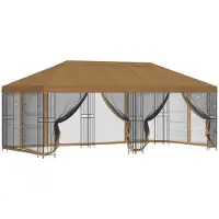 Syfax Gazebo avec murs latéraux 6 x 3 m Beige Polyester et Acier 190