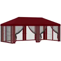 vidaXL Toit de pavillon avec parois latérales , rouge bordeaux, 600,5 x 300,5 cm