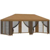 Syfax Gazebo avec murs latéraux 6 x 3 m Beige Polyester et Acier 190