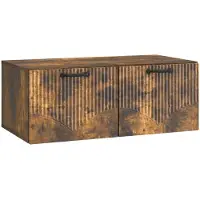 Syfax Meuble TV mural Chêne fumé 78,5 x 41 x 30 cm Bois d'ingénierie
