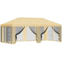 vidaXL Tente de jardin avec toit et parois latérales, couleur crème, 600,5 x 300,5 cm, polyester