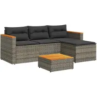 vidaXL Ensemble de salon de jardin 3 pièces avec coussins Gris Poly rotin
