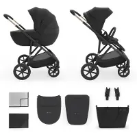 Kinderkraft PRIME 3 – Poussette 2-en-1 avec nacelle et siège sport, légère, pliable avec siège, grandes roues, suspension, jusqu'à 22 kg, incluse, noir