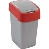 Curver Poubelle FLIP BIN 25 L, gris-argent/rouge, pour déchets