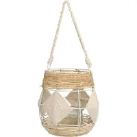 Koopmann H&S Decoration | Lampe de jardin - 20x23 cm - style boho - cadre métallique - avec roseau naturel