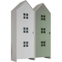 Vipack - CASAMI BRUGES Ensemble de 2 pièces composé de : Armoire à 1 porte avec façade en vert et en blanc