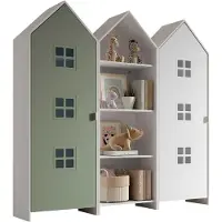 Vipack - CASAMI BRUGES Ensemble de 3 pièces composé de : Armoire à étagères, armoire à 1 porte avec façade en vert et blanc