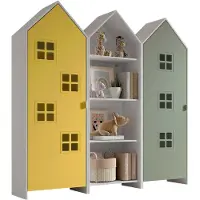 Vipack - CASAMI BRUGES Ensemble de 3 pièces composé de : Armoire à étagères, armoire à 1 porte avec façade en jaune et vert