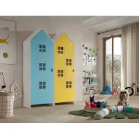 Vipack - CASAMI BRUGES Ensemble de 2 pièces composé de : Armoire à 1 porte avec façade en bleu et en jaune