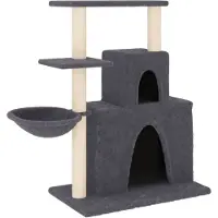 Syfax Arbre à chat avec griffoirs en sisal Gris foncé 83 cm