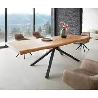 DELIFE Table à manger Edge 260x100 XL acacia nature cadre croisé rectangle noir Live-Edge
