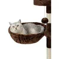 Lionto , lot de 2 niches pour arbres à chat, surface de repos avec cadre métallique robuste et revêtement en tissu, 40 cm de diamètre, 15 cm de profondeur, marron