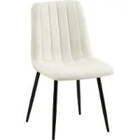 CLP Chaise de salle à manger , rembourrée, modèle Dijon, avec surpiqûres décoratives et protections pour le sol, couleur crème. Matériau : tissu