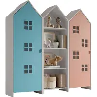 Vipack - CASAMI BRUGES Ensemble de 3 pièces composé de : Armoire à étagères, armoire à 1 porte avec façade en bleu et rose
