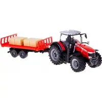 Bburago 18/31675 Massey Ferguson 8740s with tractor trailer Official 1:32 scale metallic red (Asst.