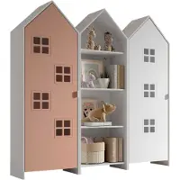 Vipack - CASAMI BRUGES Ensemble de 3 pièces composé de : Armoire à étagères, armoire à 1 porte avec façade en rose et blanc