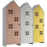 Vipack - CASAMI BRUGES Ensemble de 3 pièces composé de : Armoire à 1 porte avec façade en rose, blanc et jaune