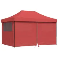 vidaXL Tente de réception pliable Pop-Up avec 4 panneaux latéraux rouge bourgogne