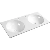 Hak Sapho Juno - Double lavabo 1000x150x470 mm, sans trop-plein, trous pour robinetterie, blanc JU100
