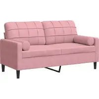vidaXL Canapé 2 places avec coussins décoratifs rose 140 cm velours
