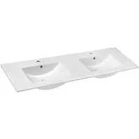 Hak Sapho Lavabos - Evier double 1510x460 mm, avec trop-plein, trous pour robinetterie, blanc 1601-150