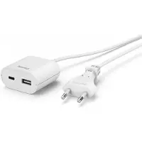 Hama Bloc sect. USB avec câble de 1,9m de long, 3,5A, 1 USB-A, 1 USB-C, blc