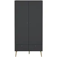 CALICOSY - Armoire 2 portes et 2 tiroirs avec pieds en bois H200,1 cm - TARP